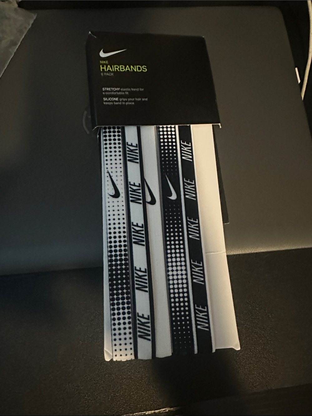 Nike Black and White Elastic Logo Hairband Set
